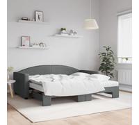 KTHLBRH Estructura de cama familiar, cama doble, muebles de dormitorio, cama de día, extensible, con colchones, gris oscuro, 90 x 190 cm, tela