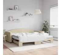 KTHLBRH Estructura de cama familiar, cama doble, muebles de dormitorio, cama de día, extensible, con colchones, color crema, 100 x 200 cm, tela