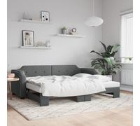 KTHLBRH Estructura de cama familiar, cama doble, muebles de dormitorio, cama de día, extensible, gris oscuro, 80 x 200 cm, tela