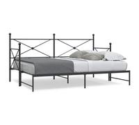 KTHLBRH Estructura de cama familiar, cama doble, muebles de dormitorio, cama de día, extensible, sin colchón, negro, 90 x 200 cm, acero