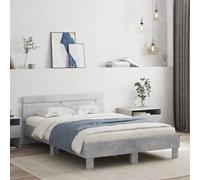 KTHLBRH Estructura de cama familiar, cama doble, muebles de dormitorio, estructura de cama con cabecero gris hormigón, 120 x 200 cm, material de madera