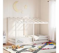 KTHLBRH Estructura de cama familiar, cama doble, muebles para dormitorio, cama infantil con techo blanco, 100 x 200 cm, madera maciza de pino