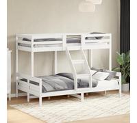 KTHLBRH Estructura de cama familiar, cama doble, muebles para dormitorio, litera, 90 x 200/120 x 200 cm, madera maciza de pino, color blanco