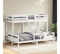 KTHLBRH Estructura de cama familiar, cama doble, muebles para dormitorio, litera, 90 x 200/140 x 200 cm, madera maciza de pino, color blanco