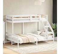KTHLBRH Estructura de cama familiar, cama doble, muebles para dormitorio, litera, 90 x 200/140 x 200 cm, madera maciza de pino, color blanco