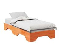 KTHLBRH Estructura de cama familiar, cama doble para dormitorio, muebles de madera maciza, sin colchón, apilable, color marrón cera, 90 x 190 cm