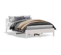 KTHLBRH Estructura de cama familiar, cama doble para dormitorio, muebles de madera maciza, sin colchón, color blanco, 150 x 200 cm, pino