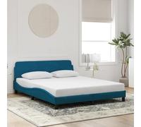 KTHLBRH Estructura de cama familiar de matrimonio para dormitorio con cabecero azul, 160 x 200 cm, terciopelo