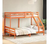 KTHLBRH Estructura de cama familiar de matrimonio para dormitorio, litera, 80 x 200/140 x 200 cm, madera maciza de pino, color marrón