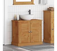 KTHLBRH Gabinete de Baño de Pino Macizo con Estilo Vintage y Acabado Barnizado - Mueble de Almacenamiento con Estantes y Puerta con Bisagras para Decoración Retro y Moderna,