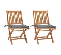 KTHLBRH Juego de 2 Sillas Plegables de Jardín de Teca Maciza, Asiento Curvo con Cojín y Respaldo, Sillas Exteriores Duraderas para Terraza, Patio o Cafetería, Capacidad 110 kg