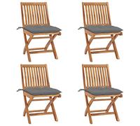 KTHLBRH Juego de 2 Sillas Plegables de Jardín de Teca Maciza con Cojines, Sillas de Exterior Resistentes a la Intemperie para Terraza, Comedor o Cafetería, Fácil Almacenamiento