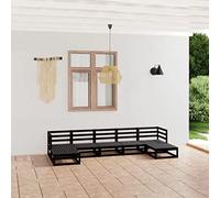 KTHLBRH Juego de muebles de jardín de madera maciza de pino (7 piezas)