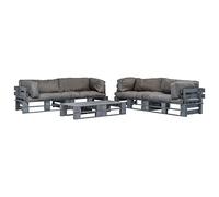 KTHLBRH Juego de muebles de jardín muebles de patio muebles de balcón 6 piezas al aire libre palets con cojines en madera gris