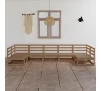 KTHLBRH Juego de muebles de jardín para exteriores, balcón, mesa y sillas de 7 piezas, madera maciza de pino