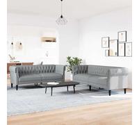 KTHLBRH Juego de Sofá 2 pcs Gris Claro Tela Sofá Tradicional Acogedor con Diseño Clásico y Tejido