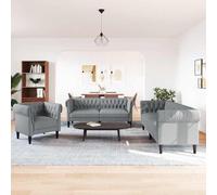 KTHLBRH Juego de Sofá 3 pcs Gris Claro Tela Sofá Tradicional Acogedor con Diseño Clásico y Tejido