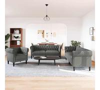 KTHLBRH Juego de Sofá 3 pcs Gris Oscuro Tela Sofá Tradicional Acogedor con Diseño Clásico y Tejido