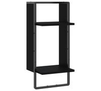KTHLBRH Librería flotante estantería de pared para cocina, estantería pequeña de pared - Estantería de pared con barra negra 30 x 25 x 65 cm para cocinas, balcones, baños, dormitorios