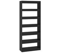 KTHLBRH Librería/separador de ambientes, color negro, 80 x 30 x 198 cm, material de madera, estanterías decorativas para oficina, sala de estar, estantes para el dormitorio, oficina, salón, dormitorio