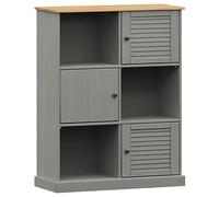 KTHLBRH Librería VIGO Gris 90 x 35 x 114.5 cm Madera maciza de pino Estantes Decorativos Estantería Oficina Librería Salón Estantes para el Dormitorio para Oficina, Sala de Estar Dormitorio