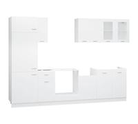 KTHLBRH Lyon - Juego de 8 armarios de cocina, color blanco | Incluye vitrina colgante de 80 x 31 x 60 cm, armario bajo con cajón, lavavajillas, requiere montaje