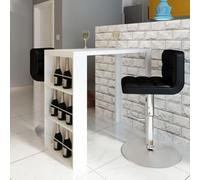 KTHLBRH Mesa Alta de Cocina de Pie con Estante de Almacenamiento, Mesa de Centro Blanca de Alto Brillo para Espacios Pequeños, Diseño Moderno y Estable para Cocina o Co