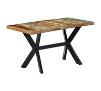 KTHLBRH Mesa de Comedor Industrial Vintage con Madera Maciza Reciclada y Estructura de Acero en Cruz, Diseño Elegante y Robusto para Comedor o Sala