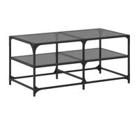 KTHLBRH Mesa de sofá de caucho, mesa pequeña, muebles de salón al aire libre, mesas auxiliares pequeñas, mesa de centro con tablero de cristal, color negro, 98,5 x 50 x 45 cm, acero para cocina