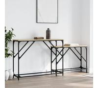 KTHLBRH Mesas Consola apilables 2 pzas Madera ingeniería Roble Sonoma Mesas Consola Apilables de Madera para Entrada y Salón, Estructura Metálica