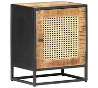KTHLBRH Mesita de noche estrecha para dormitorio, salón, 40 x 30 x 50 cm, madera de mango áspera y trenzado vienés