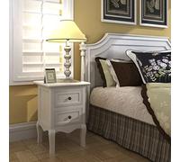 KTHLBRH Mesita de noche para dormitorio, mesa auxiliar, sofá, mesita de noche, mesilla de noche con 2 cajones, tablero de fibra de densidad media, color blanco, para salón, dormitorio, estudio