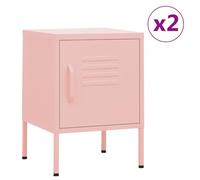 KTHLBRH Mesitas de Noche 2 uds Rosa Acero Mesillas de Noche Modernas con Almacenamiento y Estante Ajustable 35x35x51 cm