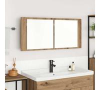 KTHLBRH Mueble de Baño con Espejo LED Montado en Pared, Gabinete Moderno de Madera Mate y Almacenamiento Práctico para Organización de Artículos Esenciales