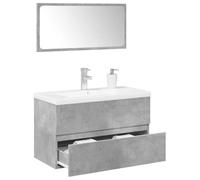 KTHLBRH Mueble de Baño con Espejo y Lavabo Cerámico Amplio Almacenamiento Montaje en Pared Madera Ingeniería Resistente al Agua