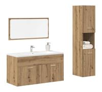 KTHLBRH Mueble de Baño con Lavabo, Armario de Almacenamiento y Encimera de Madera de Ingeniería Resistente al Agua, Fácil de Limpiar y Montar, Diseño Moderno para Cuarto de Baño