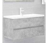 KTHLBRH Mueble de Baño con Lavabo Cerámico Incluido, 1 Cajón de Almacenamiento, Grifo Monomando Frío/Caliente y Escurridor de Empuje, Diseño Moderno con Rebosadero y Superficie