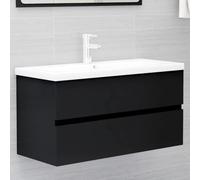 KTHLBRH Mueble de Baño con Lavabo de Cerámica y 1 Cajón, Armario Fregadero Compacto para Aseo, Grifo Monomando Frío/Caliente y Escurridor Incluidos, Diseño Moderno con Rebosadero