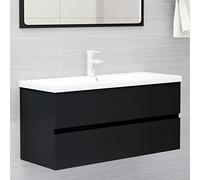 KTHLBRH Mueble de Baño con Lavabo Incorporado 1 Cajón, Fregadero Cerámico y Grifo Monomando, Armario Almacenamiento Robusto para Aseo, Diseño Moderno con Rebosadero y Superficie