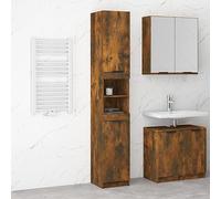 KTHLBRH Mueble de baño de madera maciza de roble ahumado, 32 x 34 x 188,5 cm