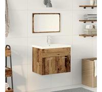 KTHLBRH Mueble de Baño Moderno con Lavabo de Cerámica y Armario de Madera Elaborada - Diseño Compacto y Minimalista para Espacios Pequeños, Acabado Mate y Resistente al Agua