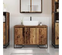 KTHLBRH Mueble de Lavabo de Madera Sólida, Gabinete de Baño con Puertas Lisas, Almacenamiento Rectangular para Espacios Pequeños, 91 x 35 x 60 cm, Estilo Rústico y Moderno, Fácil