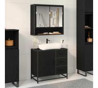 KTHLBRH Mueble de Lavabo Industrial Rectangular con Estilo Urbano Moderno y Almacenamiento Inteligente para Baño - Estantes y Puerta con Bisagras, Marco Negro y Patas de Acero, Fácil