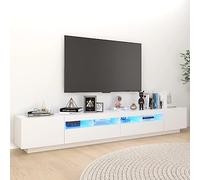 KTHLBRH Mueble de TV con luces LED blancas HiFi Rack TV Cabinet Cómoda aparador TV 260 x 35 x 40 cm