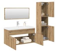 KTHLBRH Mueble Lavabo Baño con Amplio Espacio Almacenamiento y Grifo Agua Fría Caliente, Armario Pared Madera Contrachapada Resistente Humedad, Diseño Práctico con Rebosadero