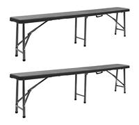 KTHLBRH Muebles de jardín plegables, decoración de porches y asientos al aire libre, la mejor opción para piscinas, balcones, jardines, 2 unidades. 180 cm HDPE negro