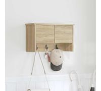 KTHLBRH Perchero de Pared con Estante Roble Sonoma 50 x 20 x 30 cm, Moderno Perchero de Madera con Estantes y Ganchos para Organización, de Entrada con Almacenamiento y Puerta
