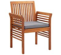 KTHLBRH Silla de comedor de jardín con asiento acolchado de madera maciza de acacia, sillas de ocio, sillas de balcón, sillas de terraza, sillas de exterior para terrazas, jardines, terrazas