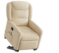 KTHLBRH Silla de Masaje reclinable de pie de Tela Color Crema con elevación eléctrica y 6 Puntos de vibración, función Manual de 135 Grados, Estructura Estable de Madera y Metal,
