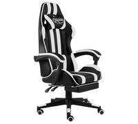 KTHLBRH Silla Gaming con Reposapiés en Cuero Sintético Negro y Blanco, Silla Gamer Ergonómica con Ajuste de Altura, Giratoria 360 Grados, Respaldo Alto Reclinable, Base de 5 Ruedas,
